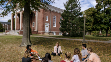 Students in outdoor classroom